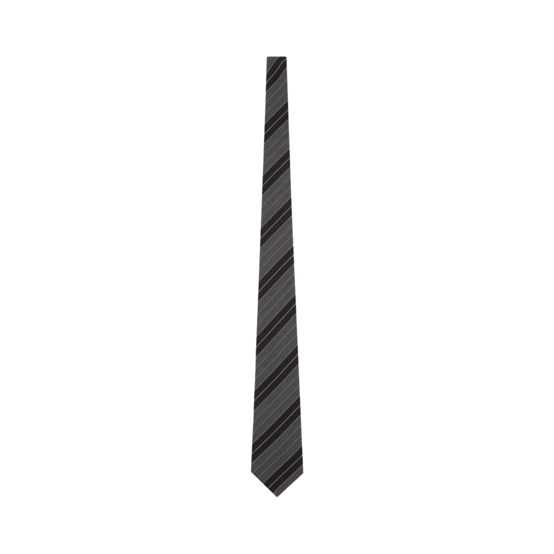 824945-3Y002-1063 Saint Laurent Wide Striped Tie in Silk Jacquard Black Grey