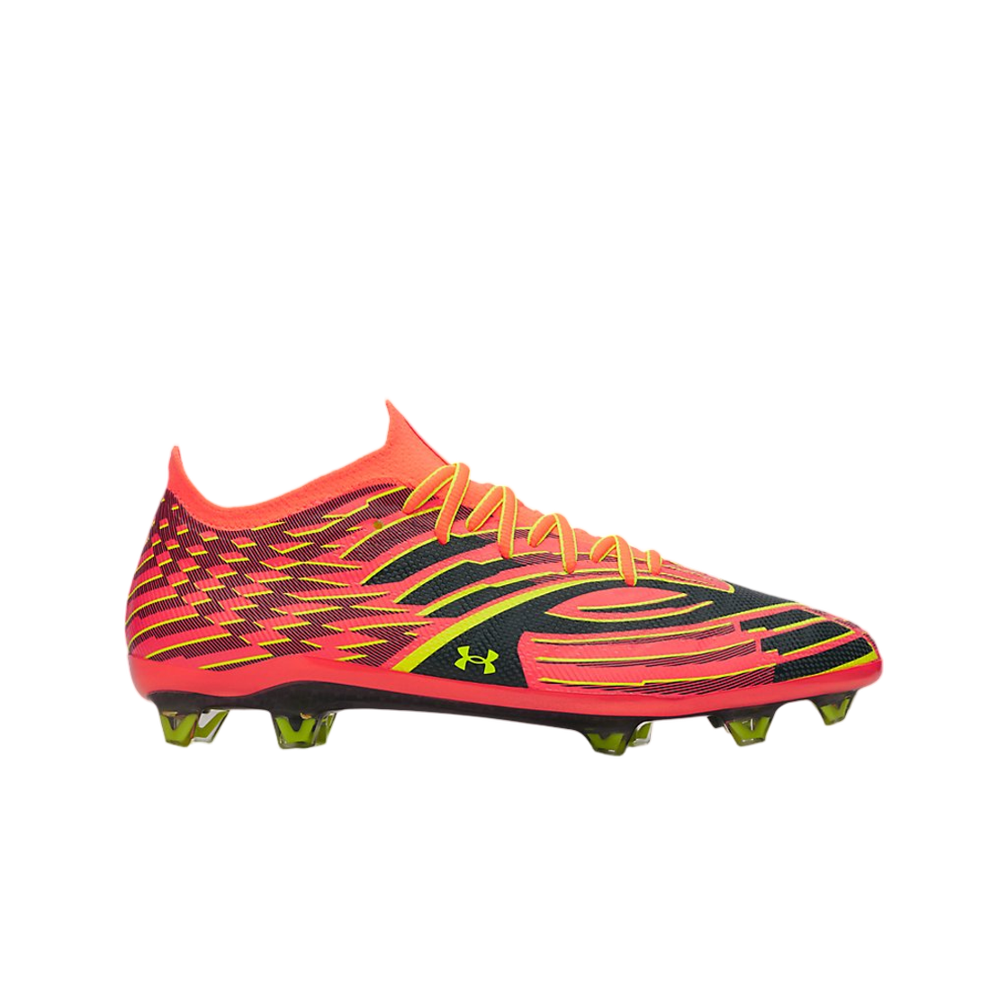 6006234-824 Under Armour UA Shadow Elite 4 FG Mach Soccer Cleats Electric Tangerine Arden Green High Vis Yellow