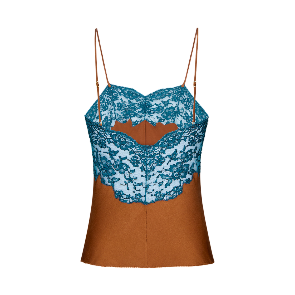 (W) 생로랑 레이스드 캐미솔 실크 사틴 카라멜((W) Saint Laurent Laced Camisole in Silk Satin Caramel) - 2