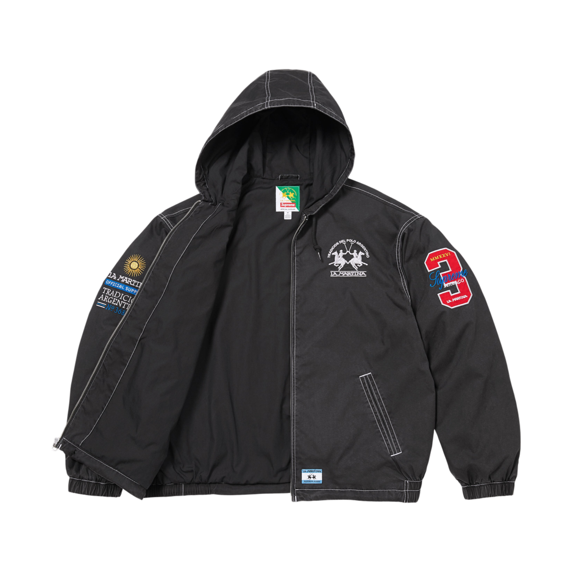 슈프림 x 라 마르티나 x 제이콥 앤 코 라이트웨이트 후드 자켓 블랙 - 26SS(Supreme x La Martina x Jacob & Co Lightweight Hooded Jacket Black - 26SS) - 3