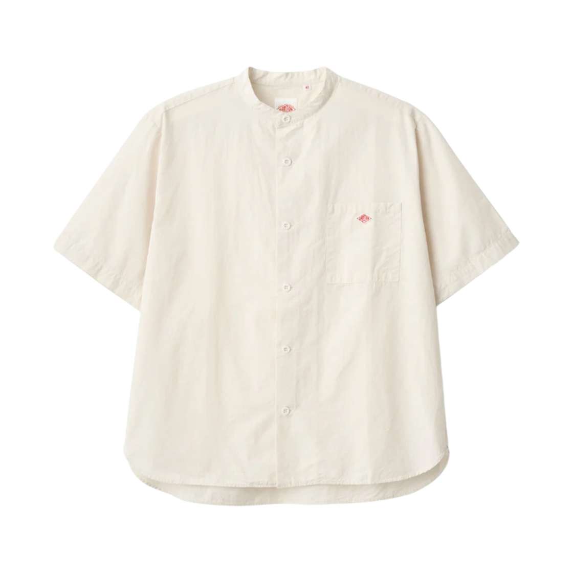 JD-3788-SCL Danton Cotton Linen Short Sleeve Band Collar Shirt Ivory
