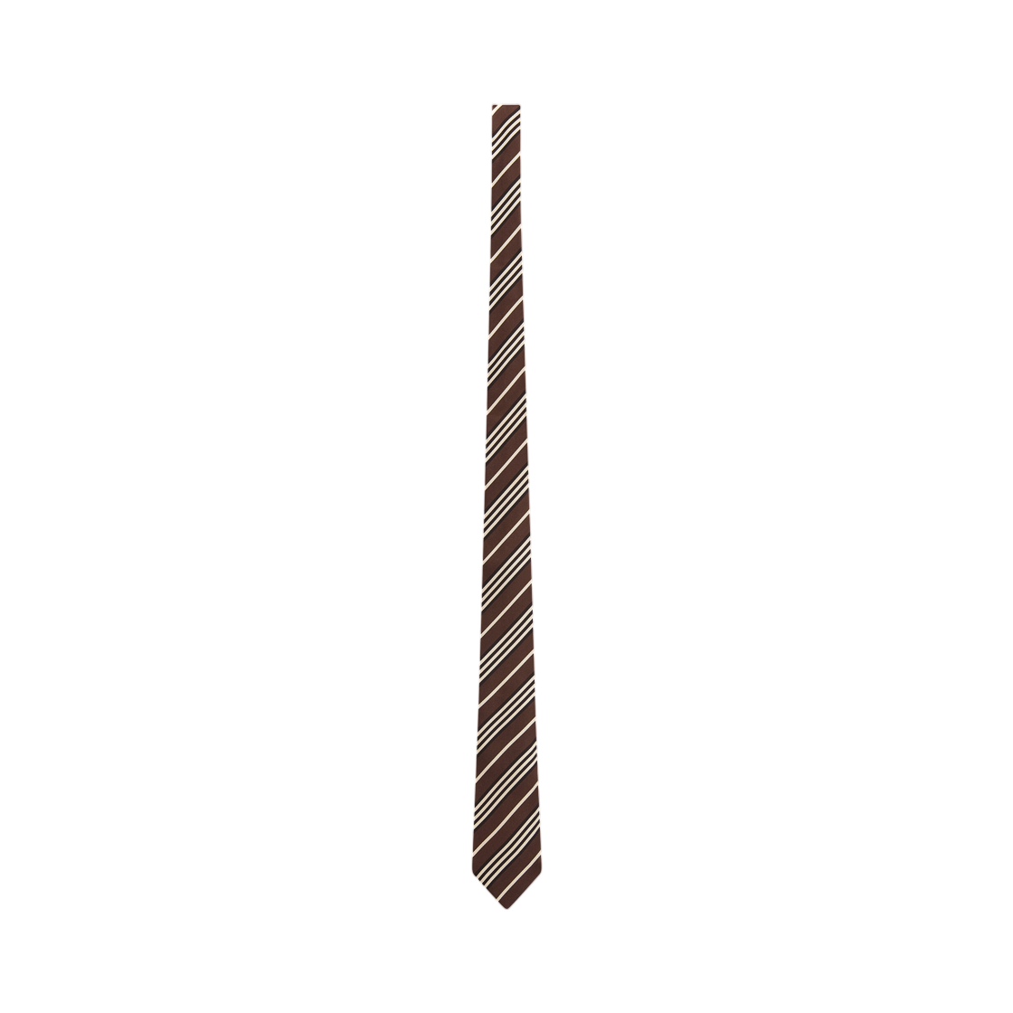 A0014Q-3Y002-2578 Saint Laurent Striped Tie in Silk Brown Ivory