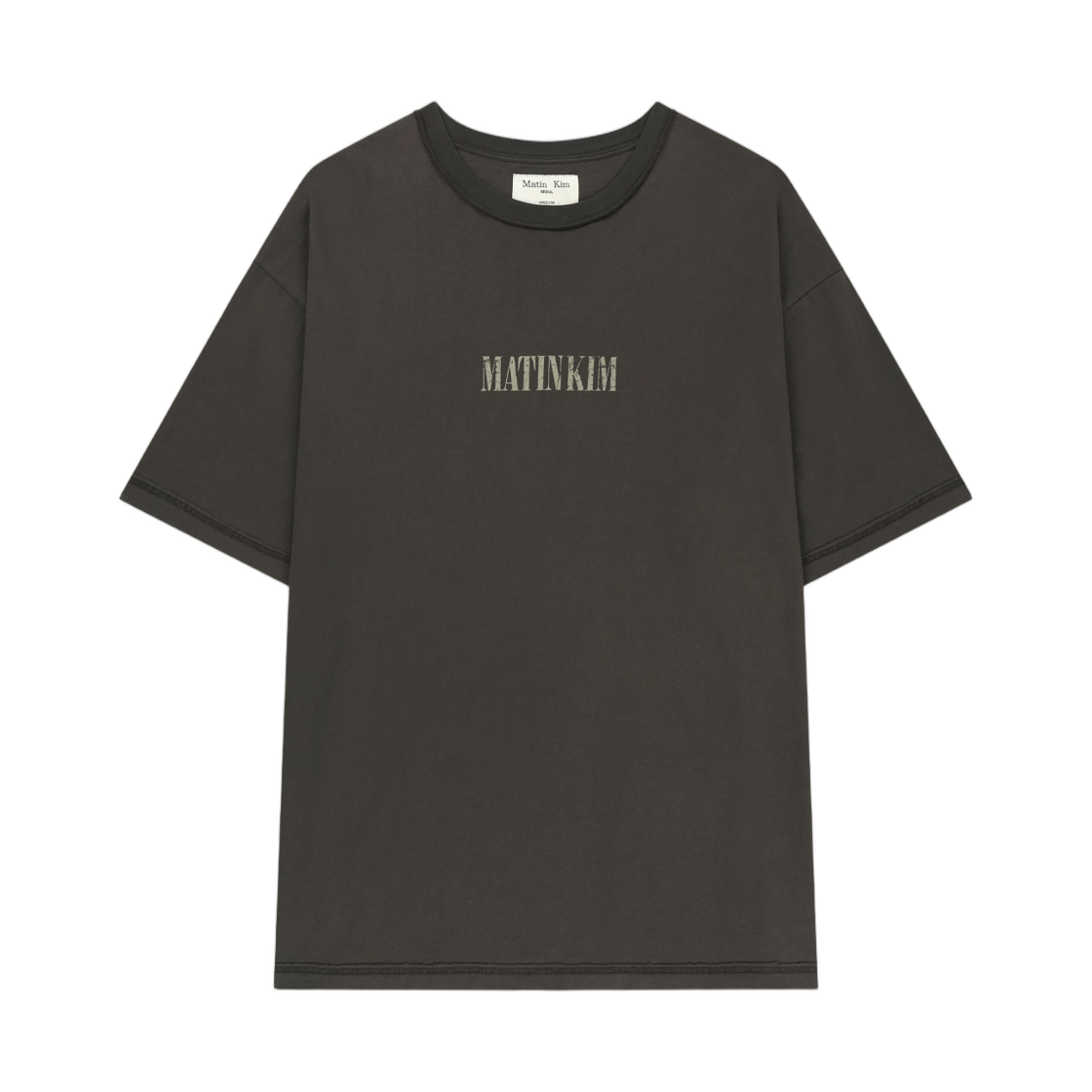 MK2634TS311UCH (W) Matin Kim Vintage Lettering Graffiti Top In Charcoal