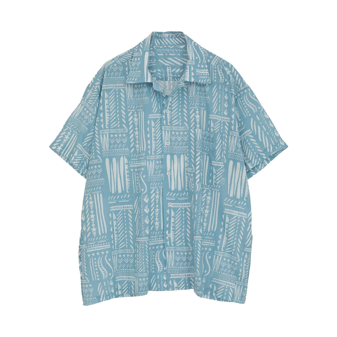 A2853FB144 Converse Tokyo Block Print Oversized Shirt Sax Blue