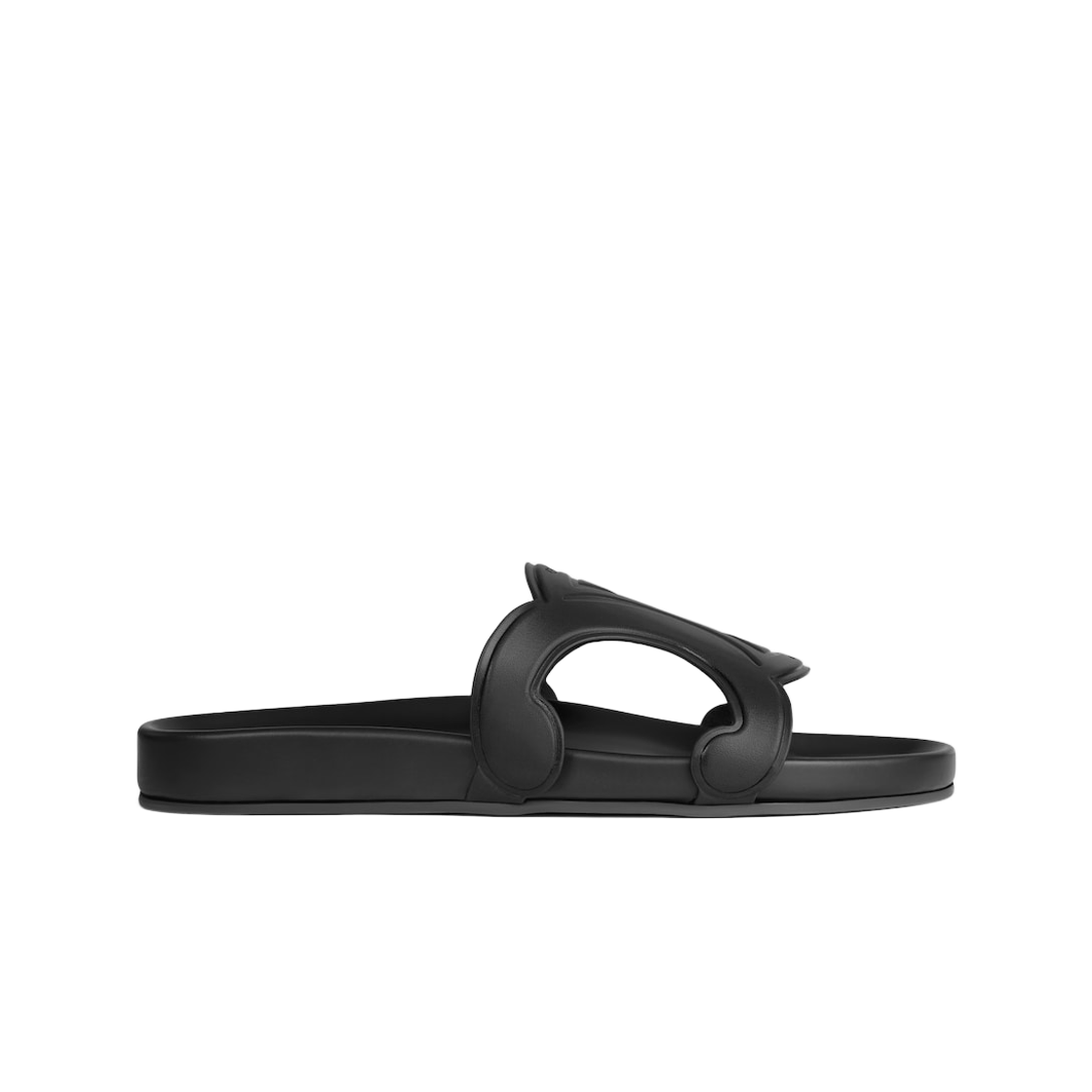 (W) 셀린느 베제탈 태닝 카프스킨 트리옹프 슬라이드 블랙((W) Celine Vegetal Tanning Calfskin Triomphe Slide Black)