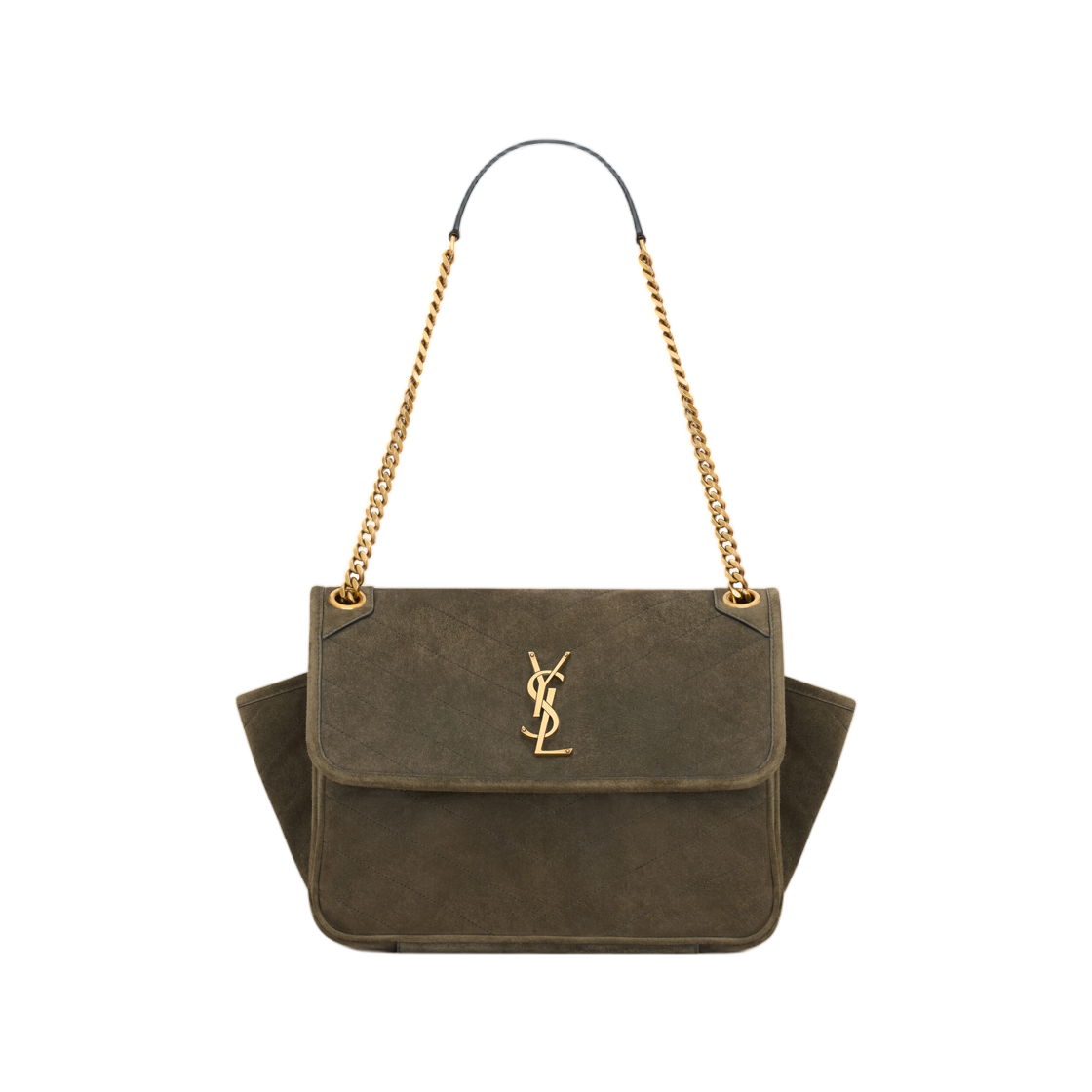 812943-1U807-3212 Saint Laurent Niki Tripouch in Suede Light Musk