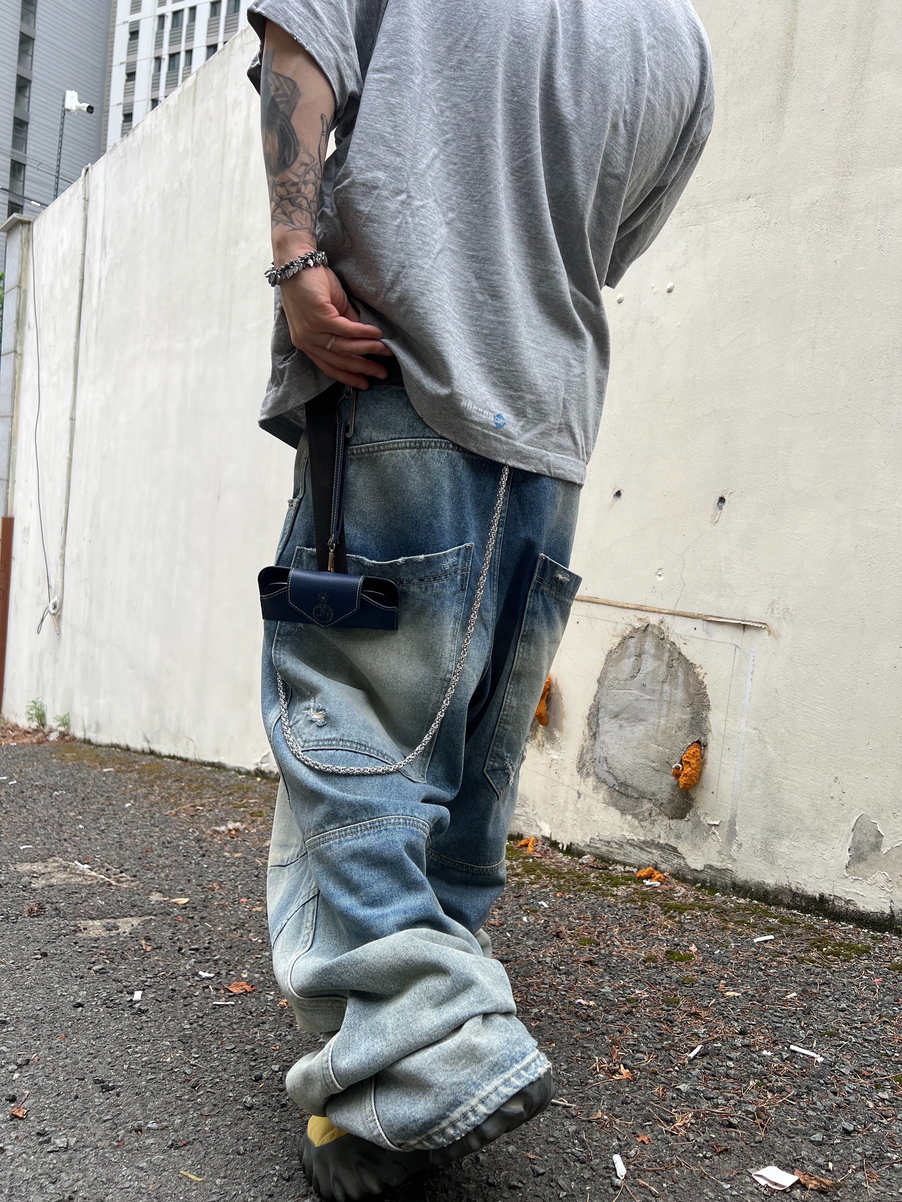 Nonnod Puckering News T-shirt Vintage grey, Hono Report Leaf Bracelet 착용 스타일 - 9