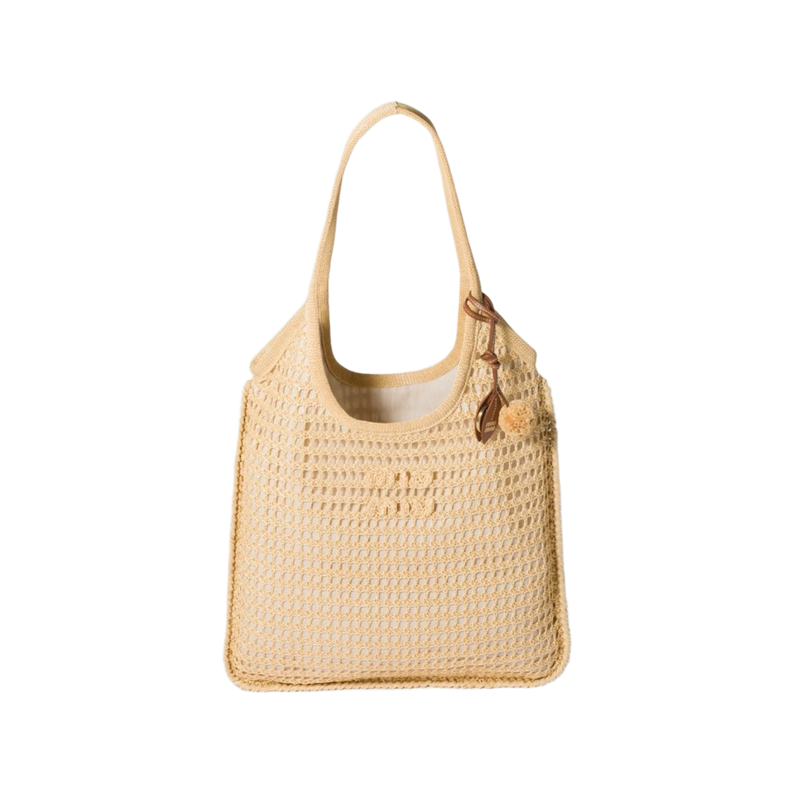 5BG231-2I0C-F0018 Miu Miu Ivy Raffia Crochet Bag Natural