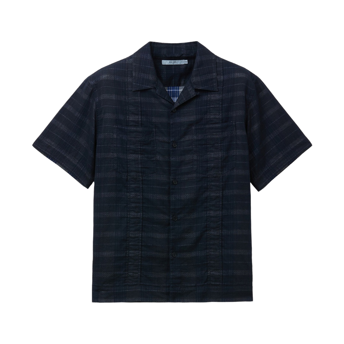 시리즈 이중지 쿠반 반팔 셔츠 다크 네이비(Series Double-Layer Cuban Short-Sleeve Shirt Dark Navy)