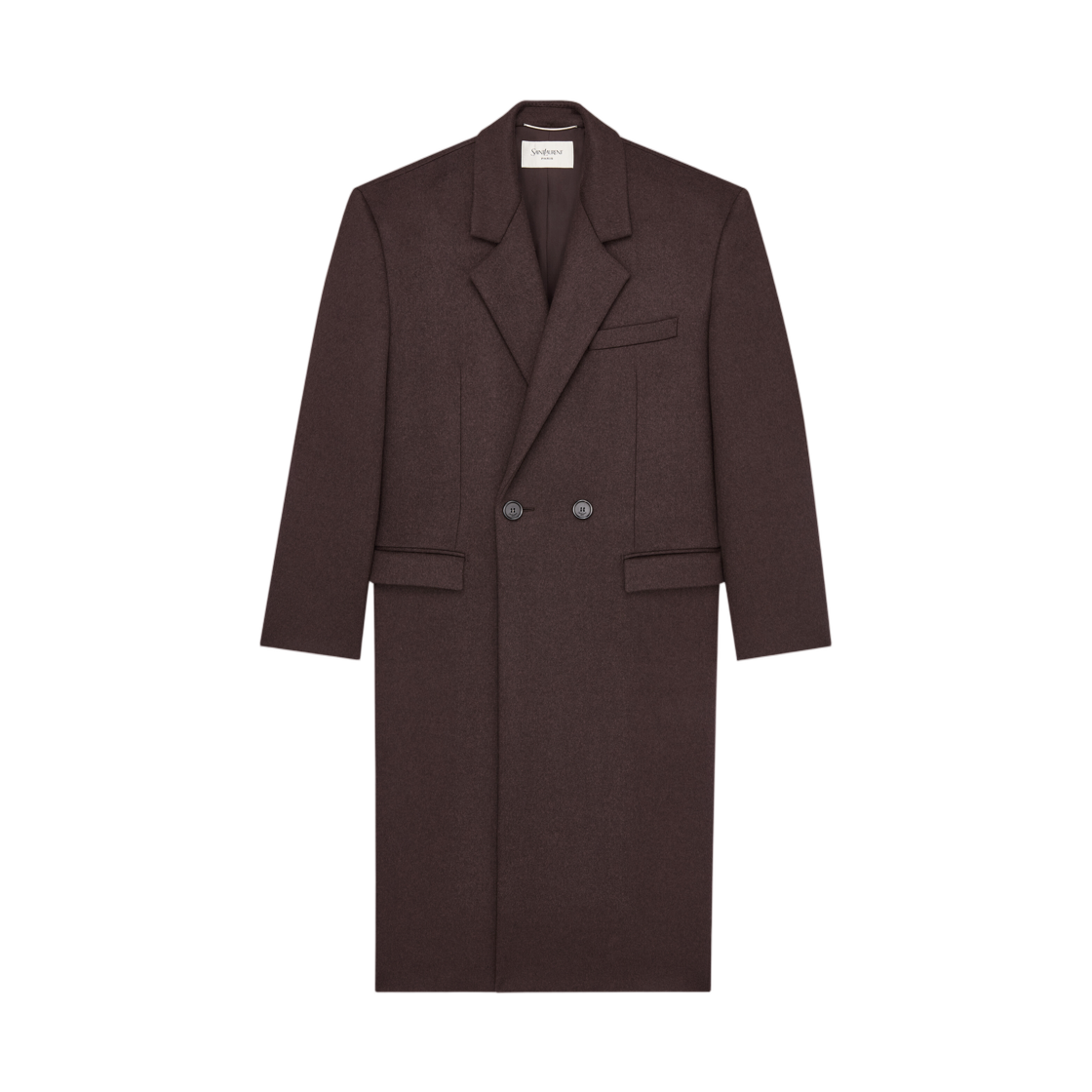 생로랑 80's 코트 더블 페이스 브러쉬드 울 펠트 브룬(Saint Laurent 80's Coat in Double Face Brushed Wool Felt Brun) - 1