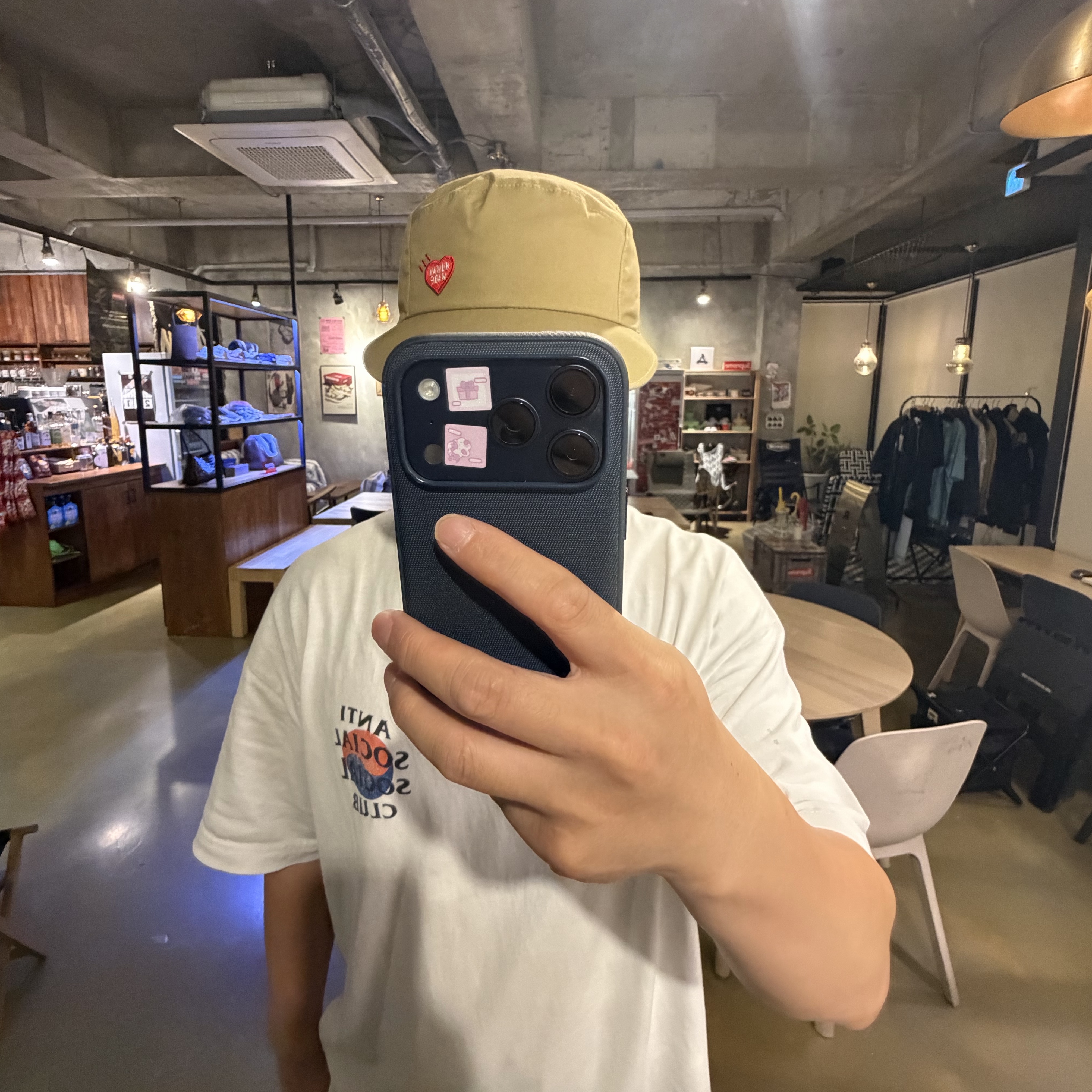Human Made 5 Panel Cap Beige 착용 스타일
