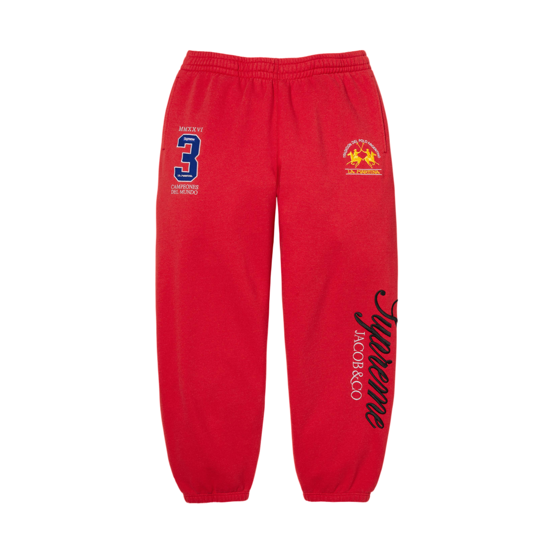 - Supreme x La Martina x Jacob & Co Sweatpant Red - 26SS