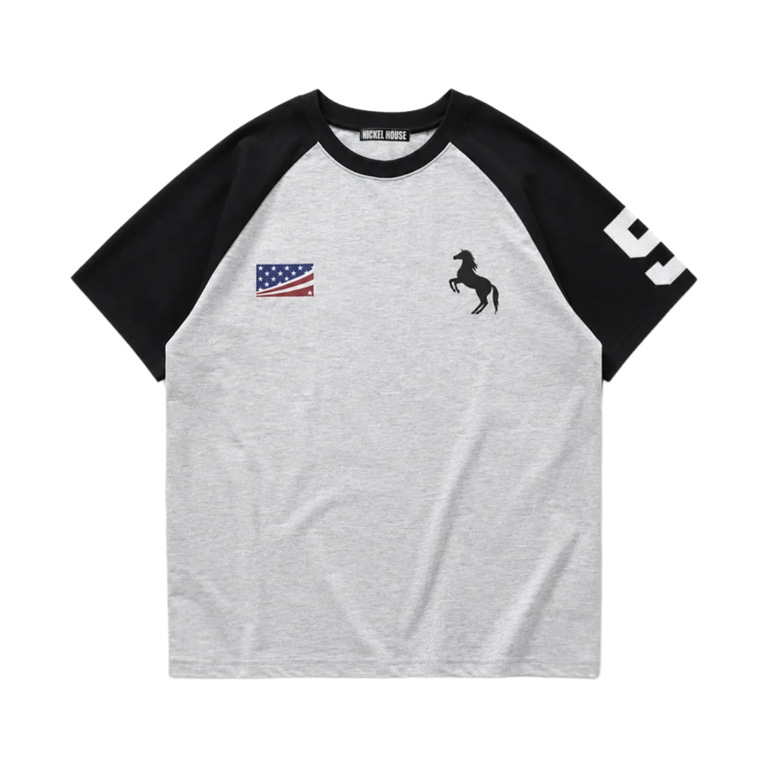닉켈 동키 나그랑 티셔츠 블랙멜란지(NICKEL DONKEY RAGLAN T-SHIRTS Black Melange)