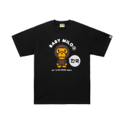 BAPE Korea Baby Milo College Relaxed Fit T-Shirt Black