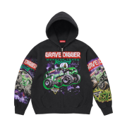 Supreme Monster Jam Grave Digger Zip Up Hooded Sweatshirt Black - 26SS