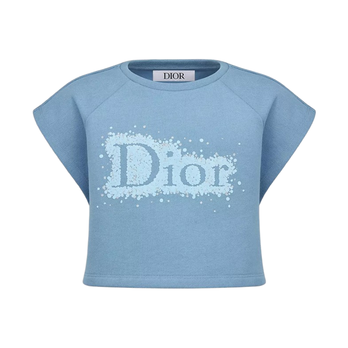 6SBM13TEET-Y523 (Kids) Dior Cotton Fleece Sleeveless Cropped T-Shirt Lavender Blue