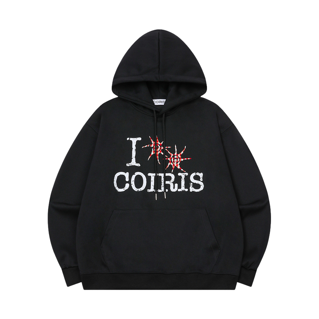 C-P00000BH Coiris Sloo Vintage Check Logo Hood T Unisex Black