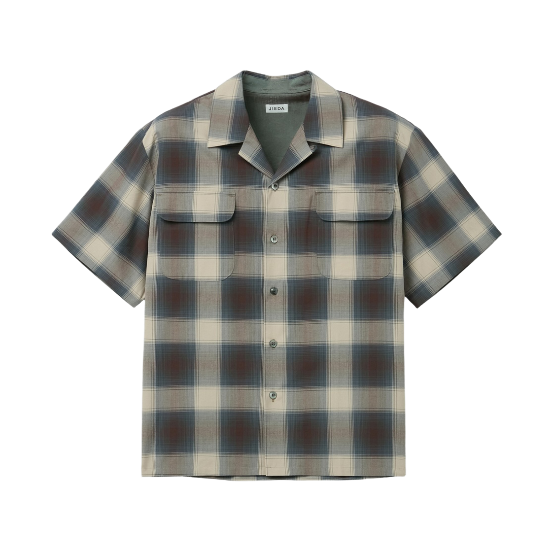 시리즈 지에다 체크 오픈카라 셔츠 브라운(Series Jieda Check Open Collar Shirt Brown)