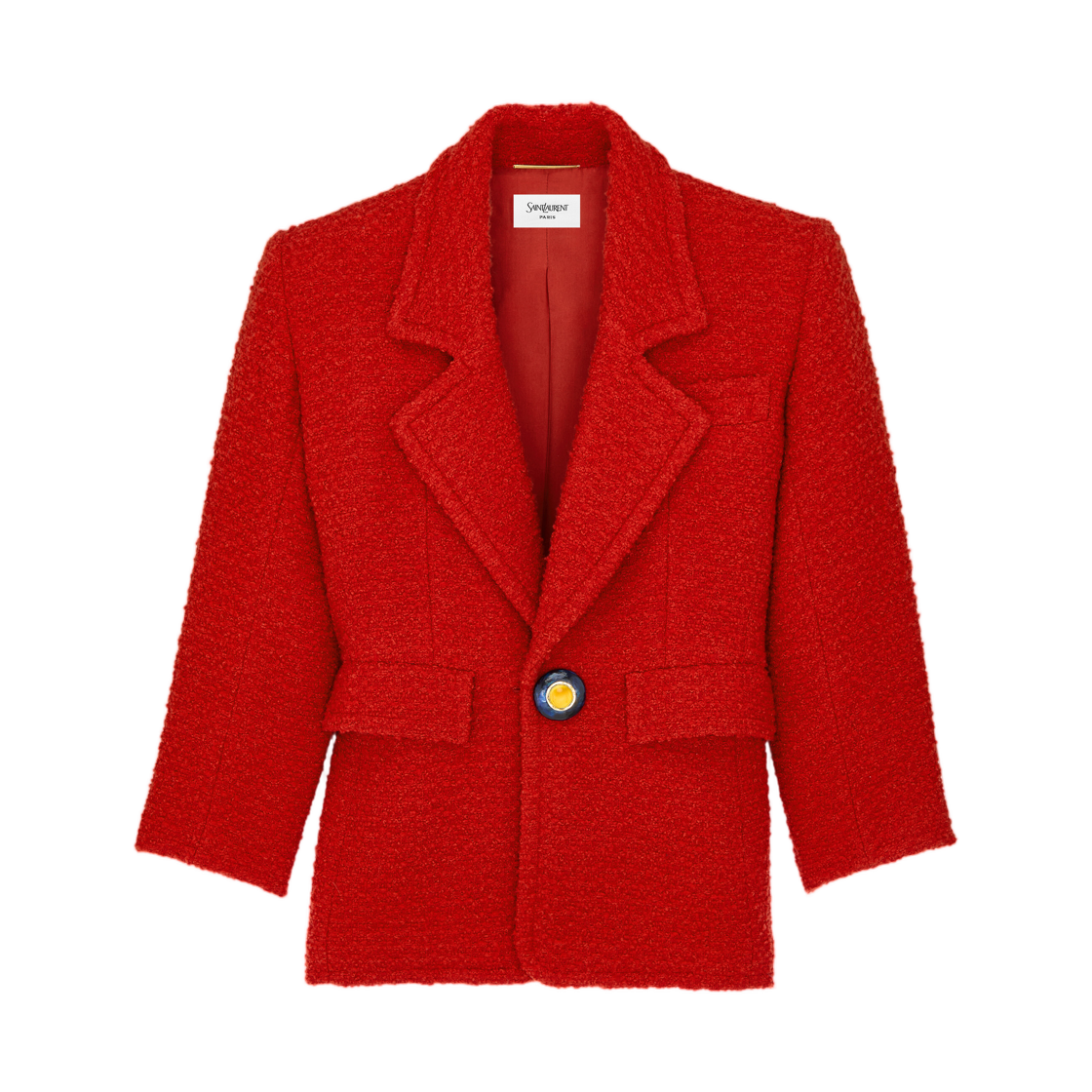 (W) 생로랑 싱글 브레스티드 자켓 트위드 루((W) Saint Laurent Single Breasted Jacket in Tweed Roux) - 1
