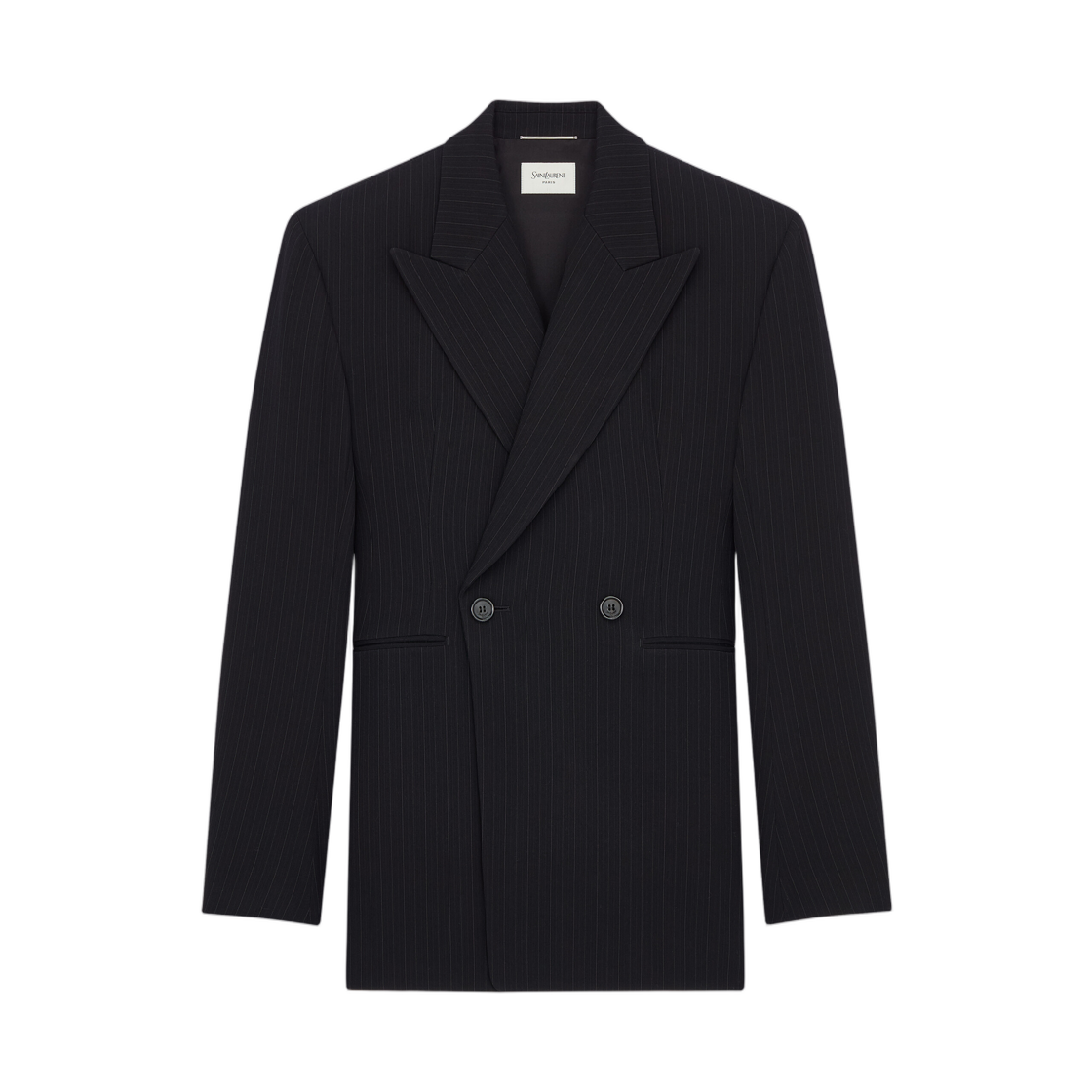 생로랑 더블 브레스티드 자켓 그레인 드 뿌드르 누아 그리(Saint Laurent Double Breasted Jacket in Grain De Poudre Noir Gris) - 1