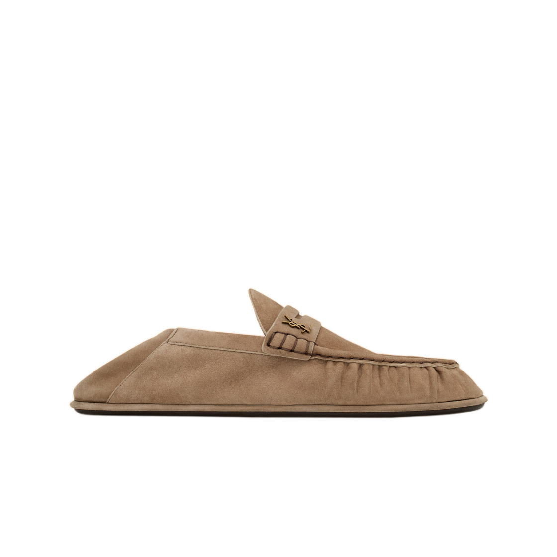 A006OM-27DTT-9741 Saint Laurent Le Loafer Foldable in Suede Nude