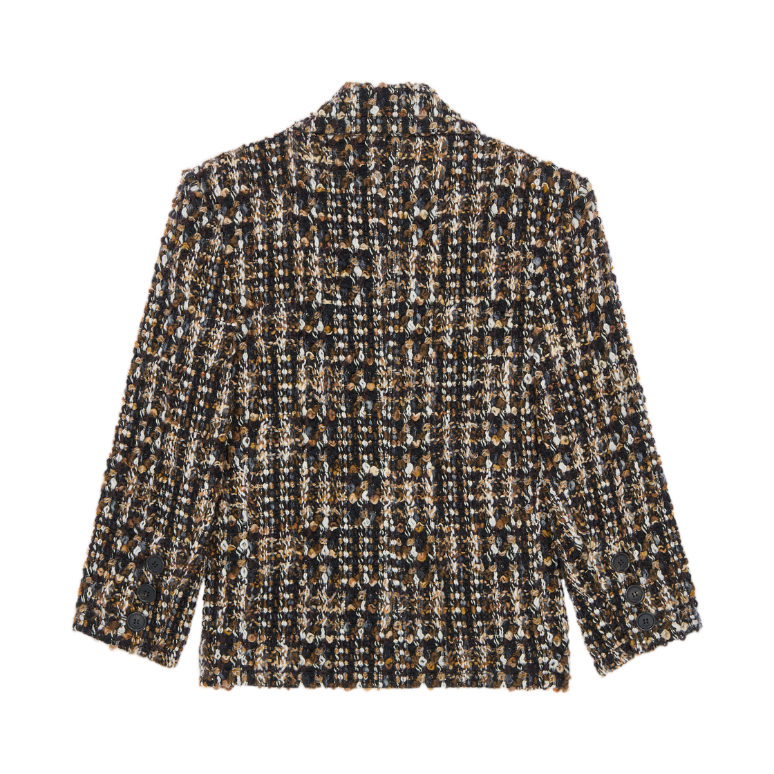 (W) 생로랑 싱글 브레스티드 자켓 트위드 마롱 누아 크레((W) Saint Laurent Single Breasted Jacket in Tweed Marron Noir Craie) - 2