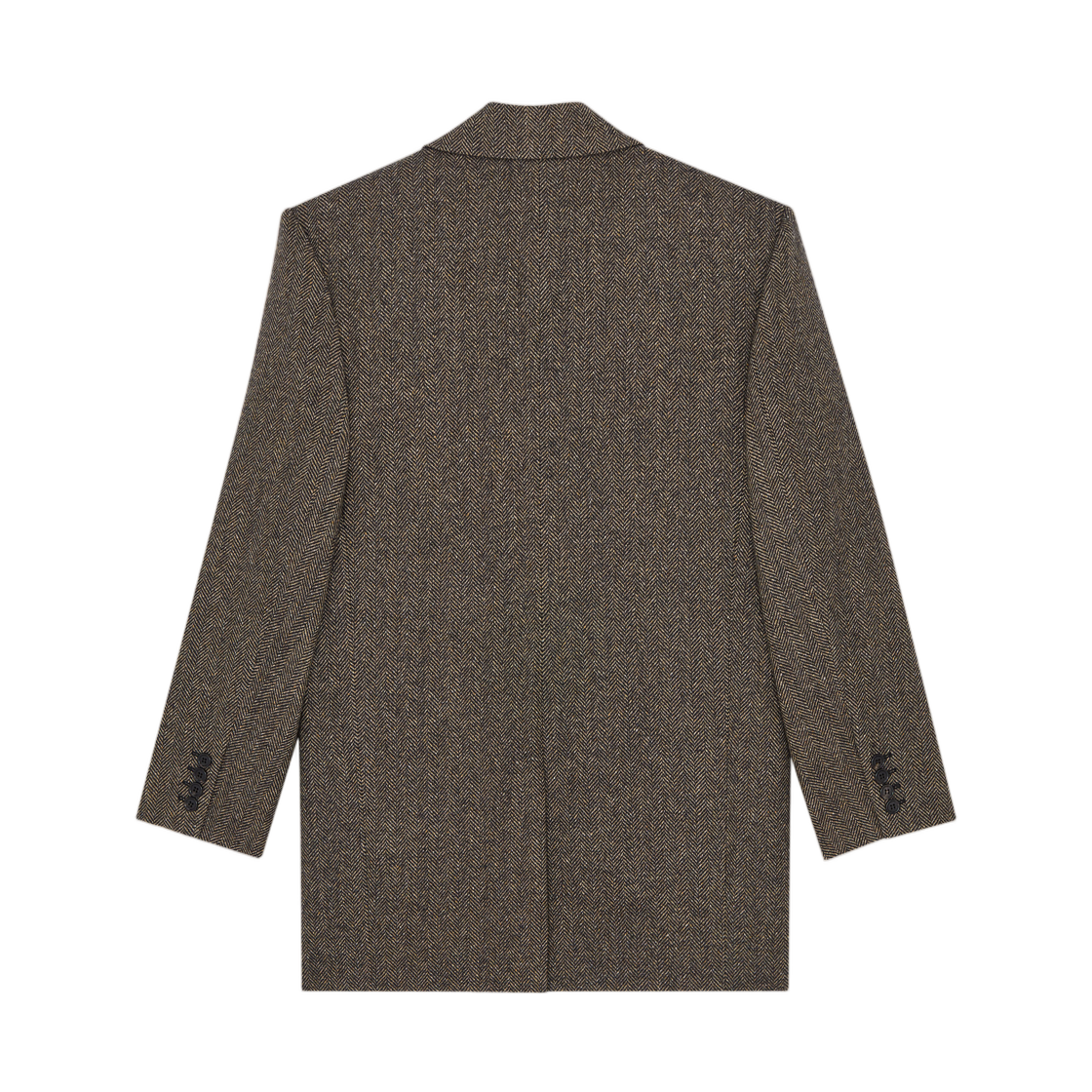 (W) 생로랑 싱글 브레스티드 자켓 헤링본 울 브라운((W) Saint Laurent Single Breasted Jacket in Herringbone Wool Brown) - 2