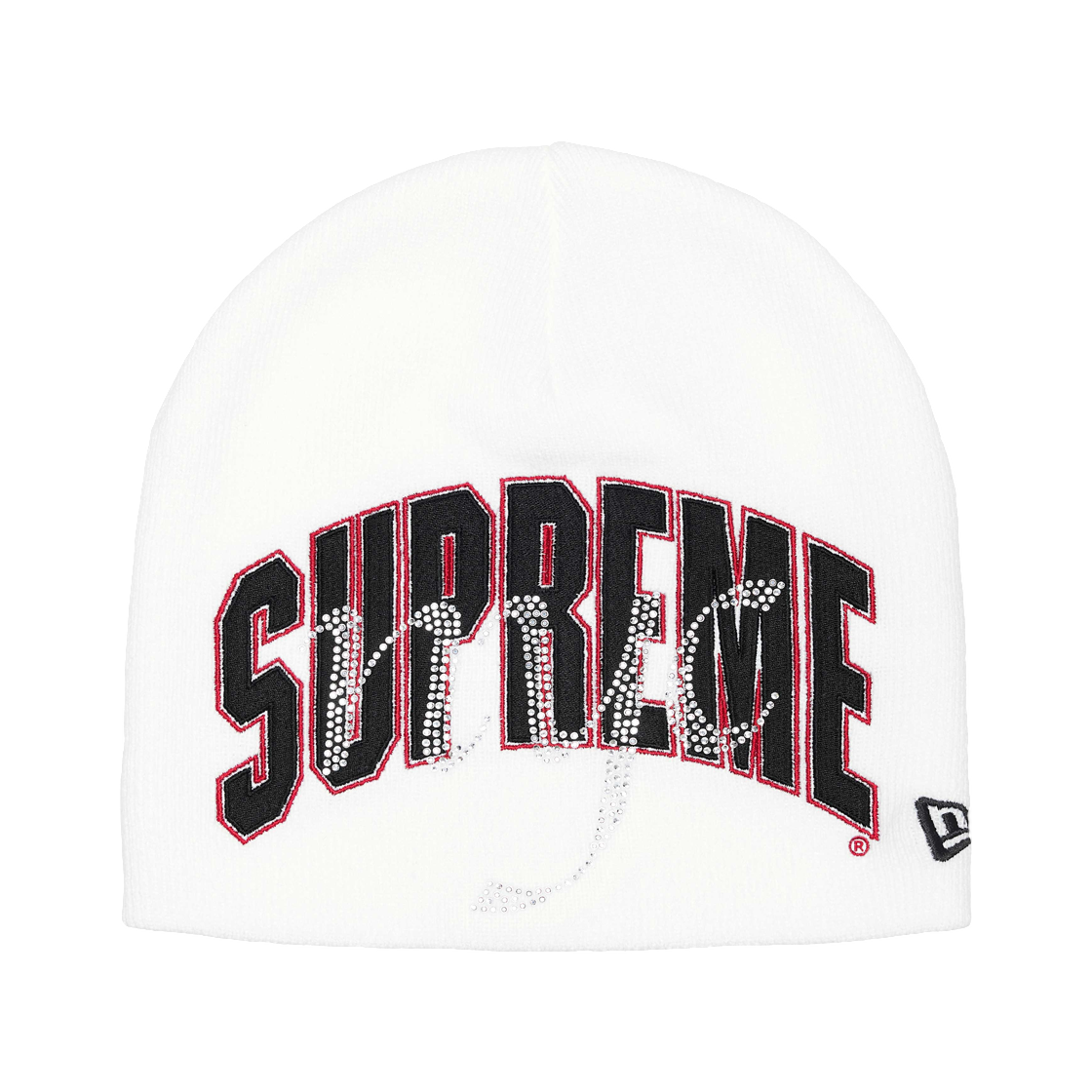 - Supreme New Era Rhinestone Beanie White - 26SS
