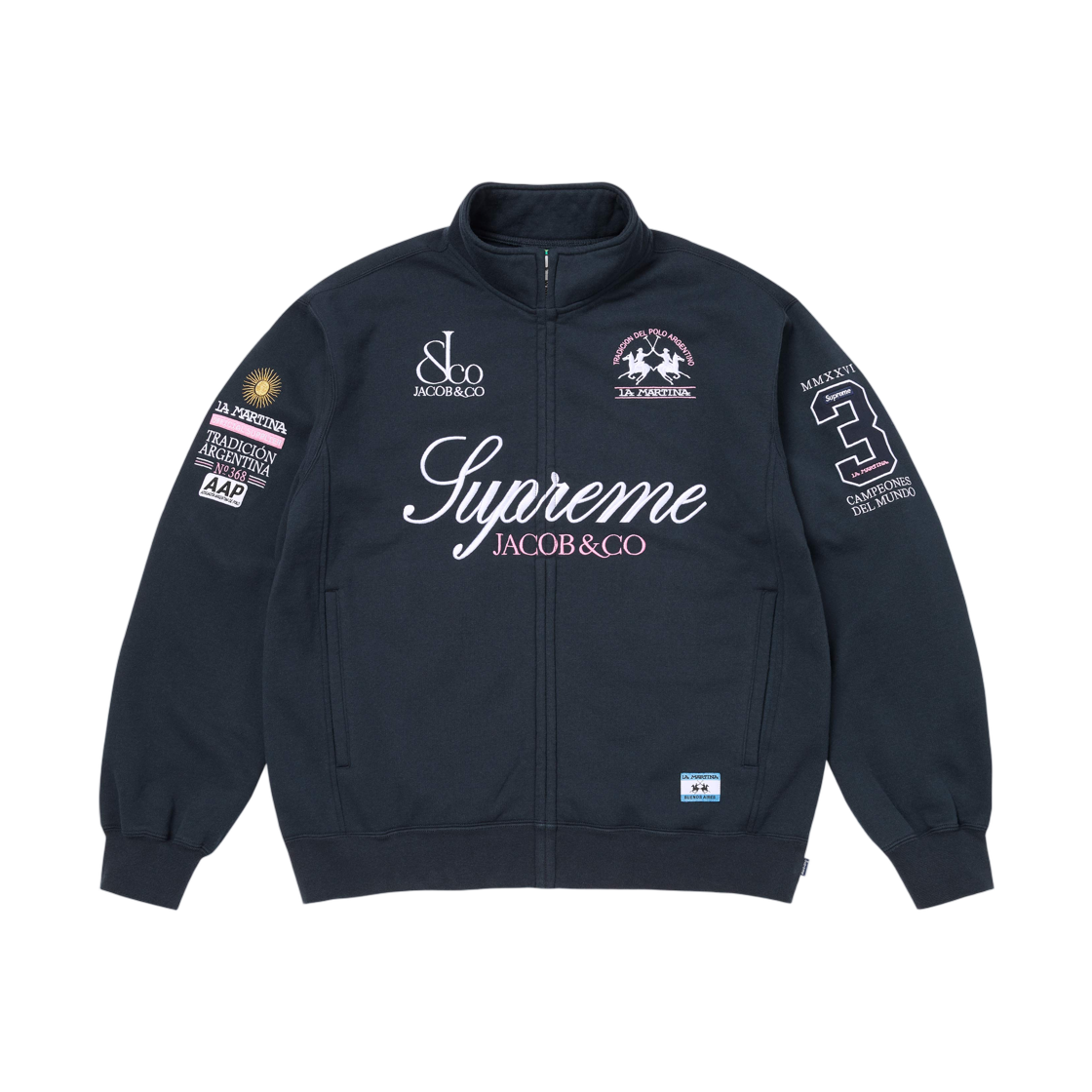 슈프림 x 라 마르티나 x 제이콥 앤 코 집업 스웨트셔츠 네이비 - 26SS(Supreme x La Martina x Jacob & Co Zip Up Sweatshirt Navy - 26SS) - 1