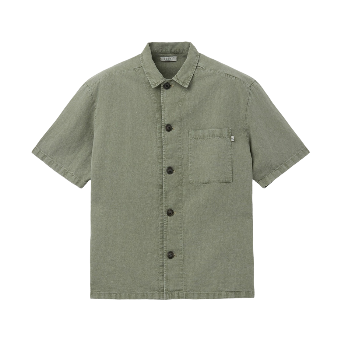 시리즈 파이버 마블드 워시 반팔 린넨 셔츠 카키(Series Fiver Marbled Wash Shorts Sleeve Linen Shirt Khaki)