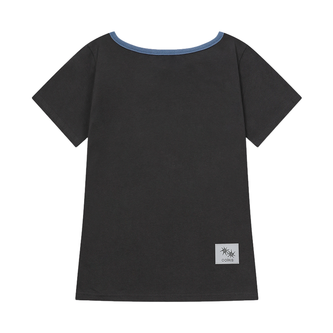 코이리스 솔루나 원 숄더 배색 반팔 티 차콜-블루(Coiris Soluna One Shoulder Half T Charcoal-Blue) - 2