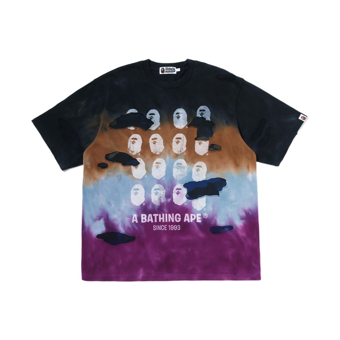 - BAPE Color Camo Tie Dye Destroyed Multi Logo Relaxed Fit T-Shirt Black