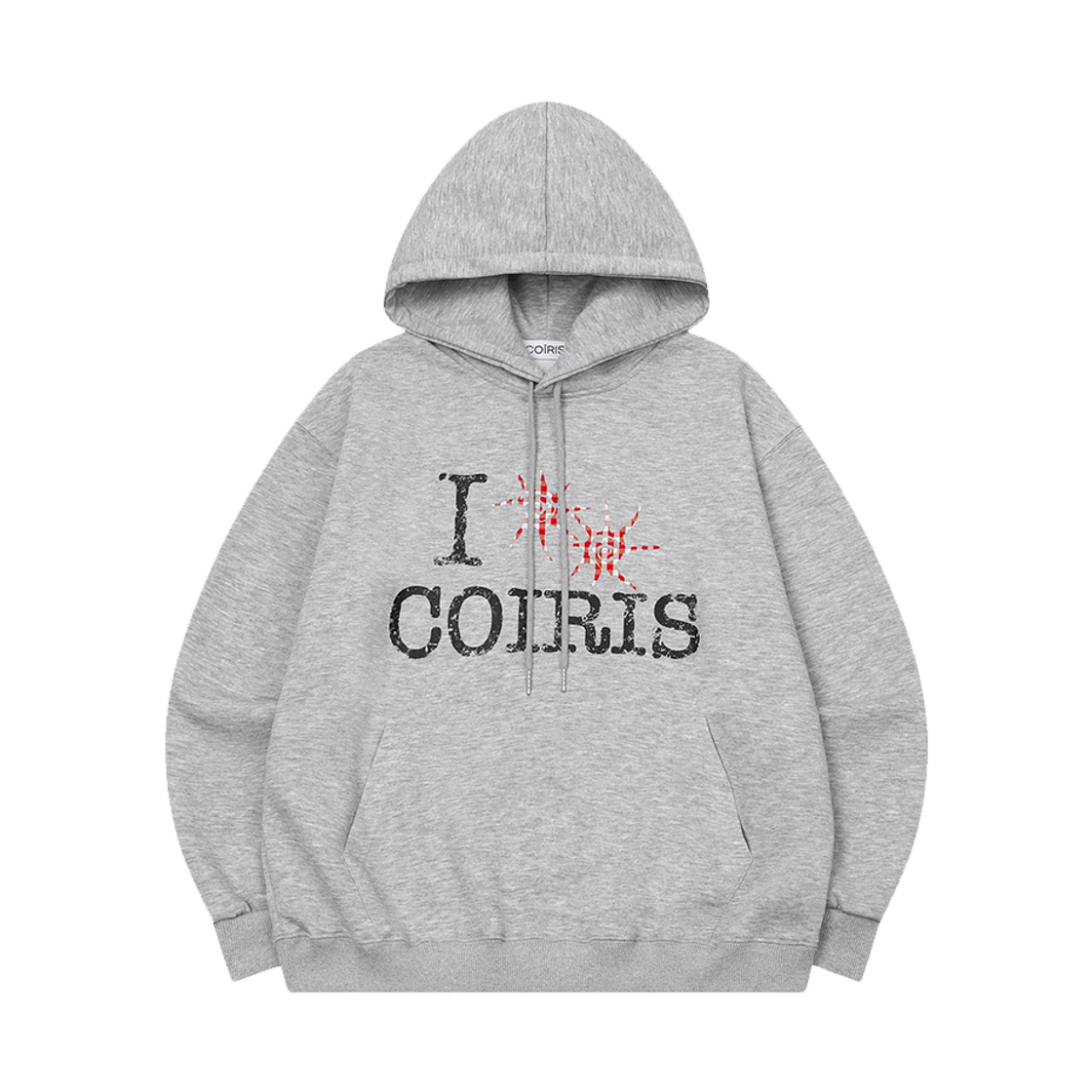 C-P00000BH Coiris Sloo Vintage Check Logo Hood T Unisex Gray