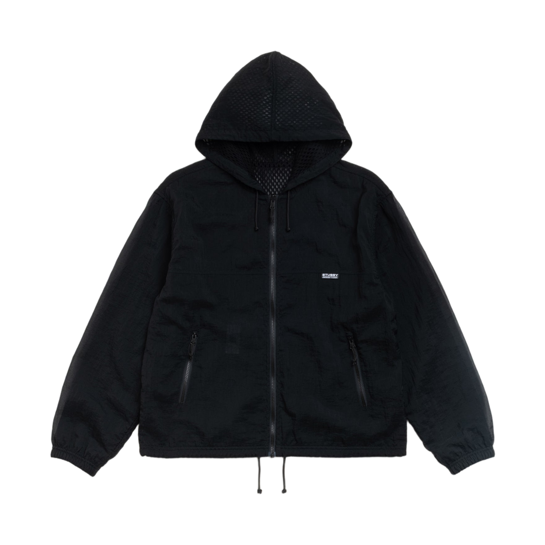 115933 Stussy Layered Mesh Hooded Jacket Black