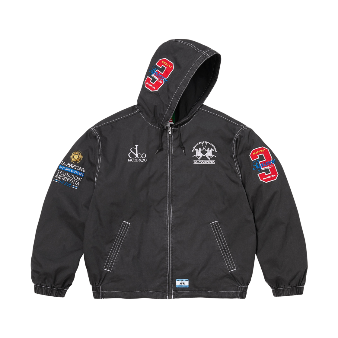 슈프림 x 라 마르티나 x 제이콥 앤 코 라이트웨이트 후드 자켓 블랙 - 26SS(Supreme x La Martina x Jacob & Co Lightweight Hooded Jacket Black - 26SS) - 2