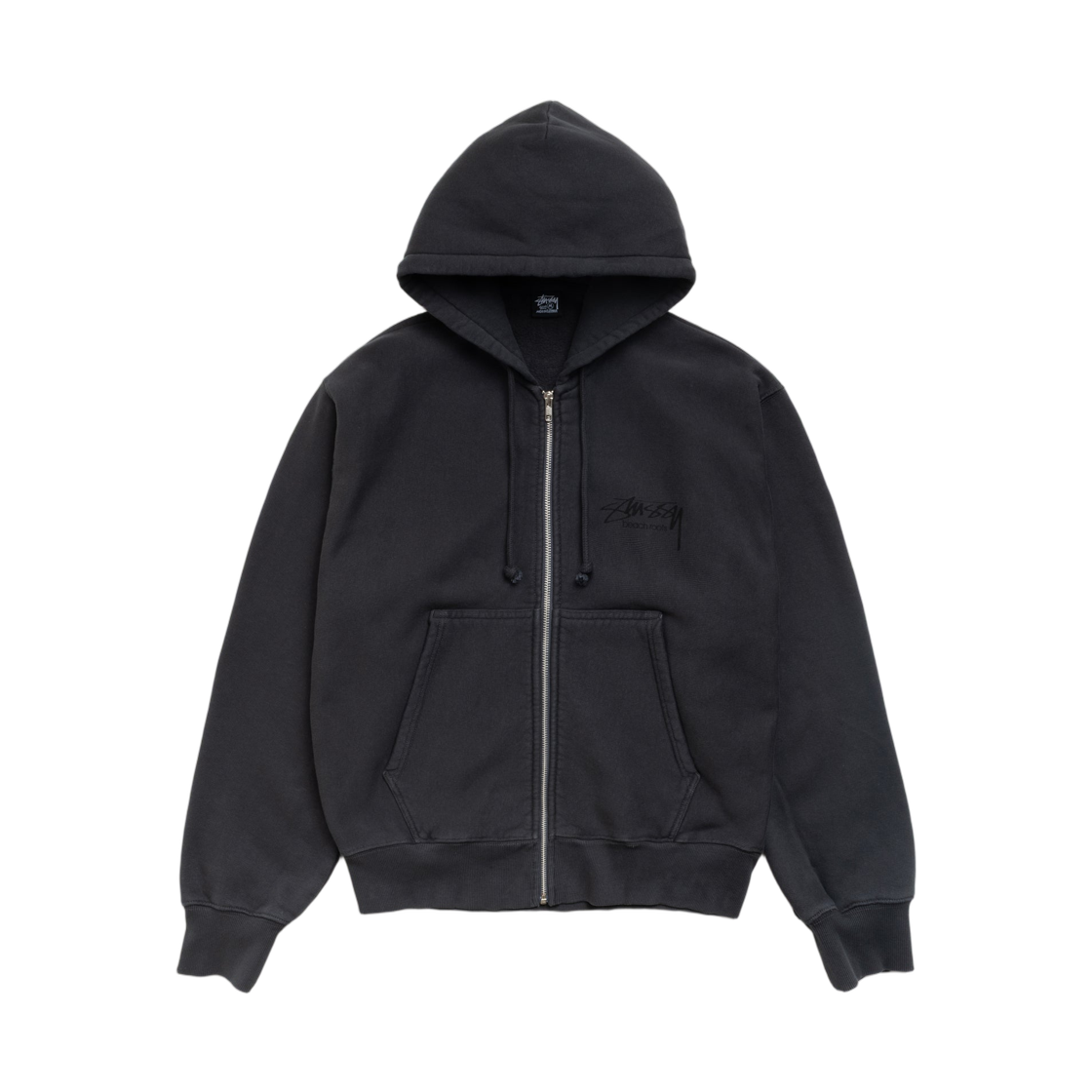스투시 비치 루트 집 후드 가먼트 다이드 페이디드 블랙(Stussy Beach Roots Zip Hoodie Garment Dyed Faded Black) - 2