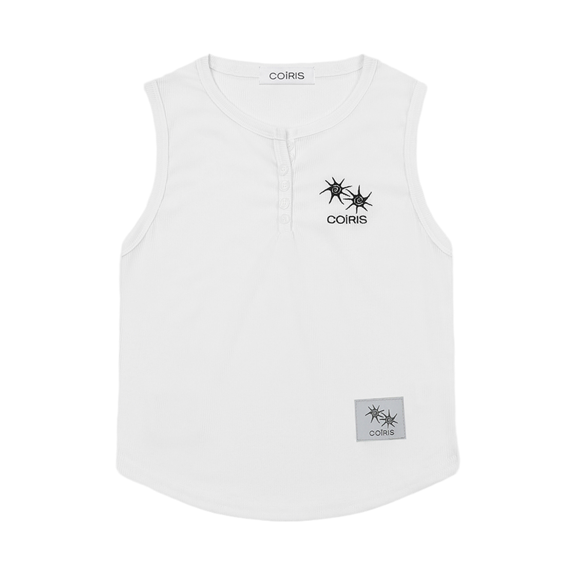 코이리스 아리나 버튼 크롭 굴림 슬리브리스 화이트(Coiris Arina Button Crop Sleeveless White)