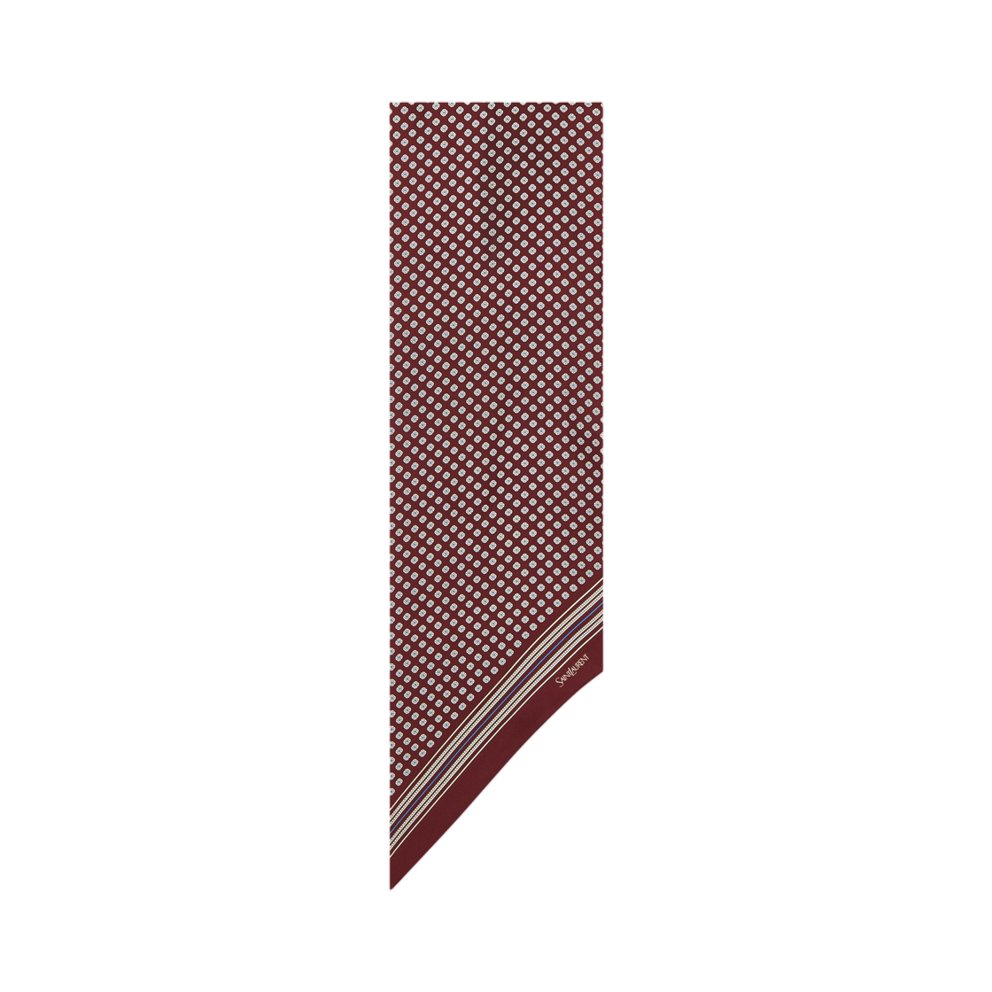 868256-3Y001-6188 Saint Laurent Lavalliere Scarf in Silk Twill Burgundy Ivory