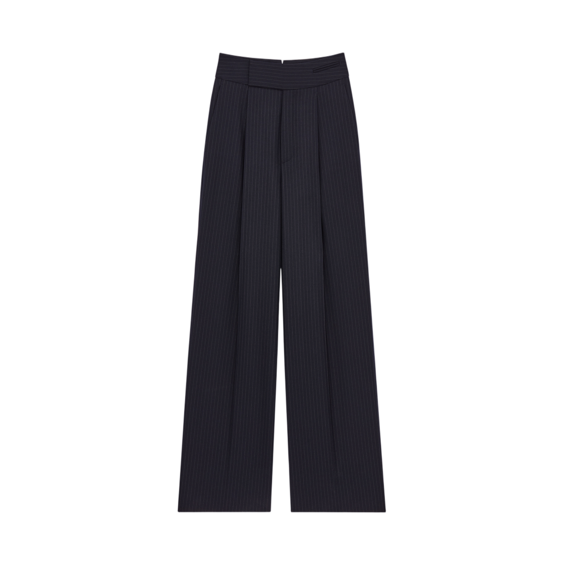 생로랑 플루이드 팬츠 핀 닷 스트라이프 울 개버딘 마린 크레(Saint Laurent Fluid Pants in Pin Dot Stripe Wool Gabardine Marine Craie)