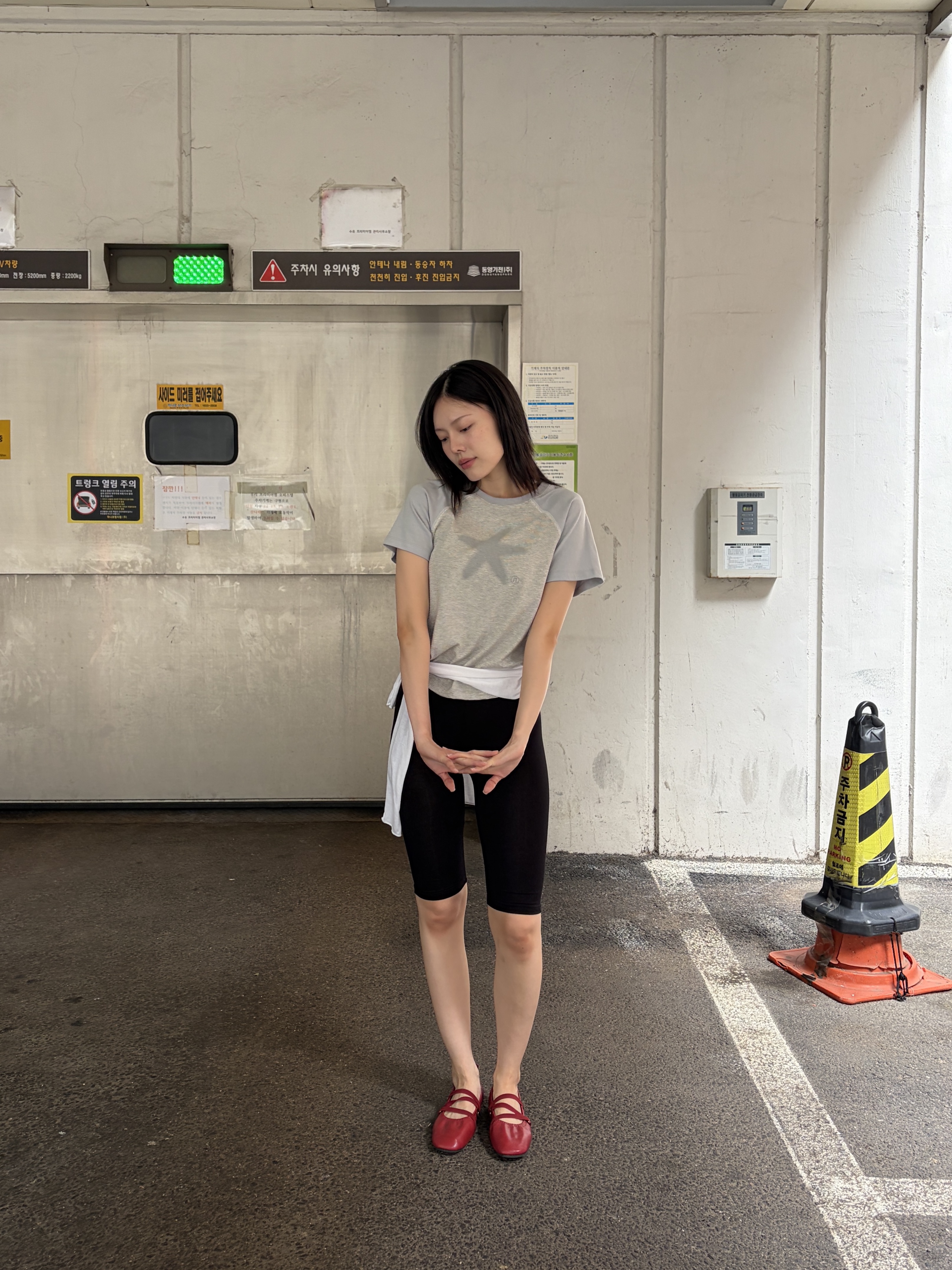 Riomeu Starfish Stripe Raglan T-shirt Gray 착용 스타일 - 4