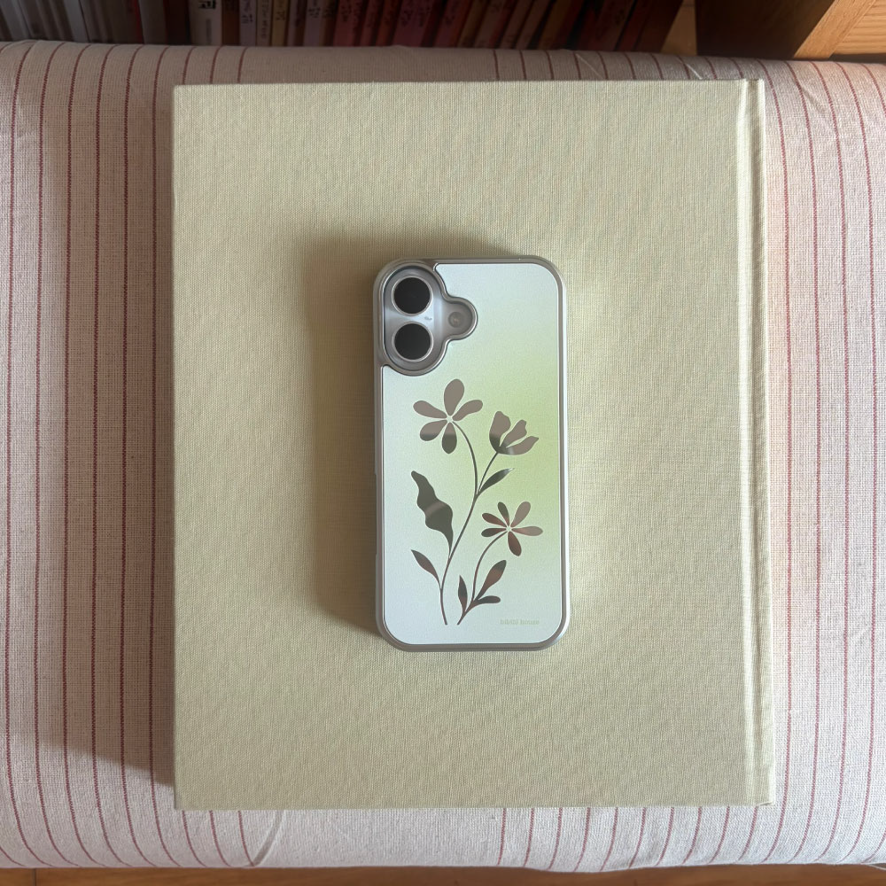 비비블 하우스 실버미러 초록꽃 폰케이스(BIBIBL HOUSE Silver Green Flower Phone Case) - 4