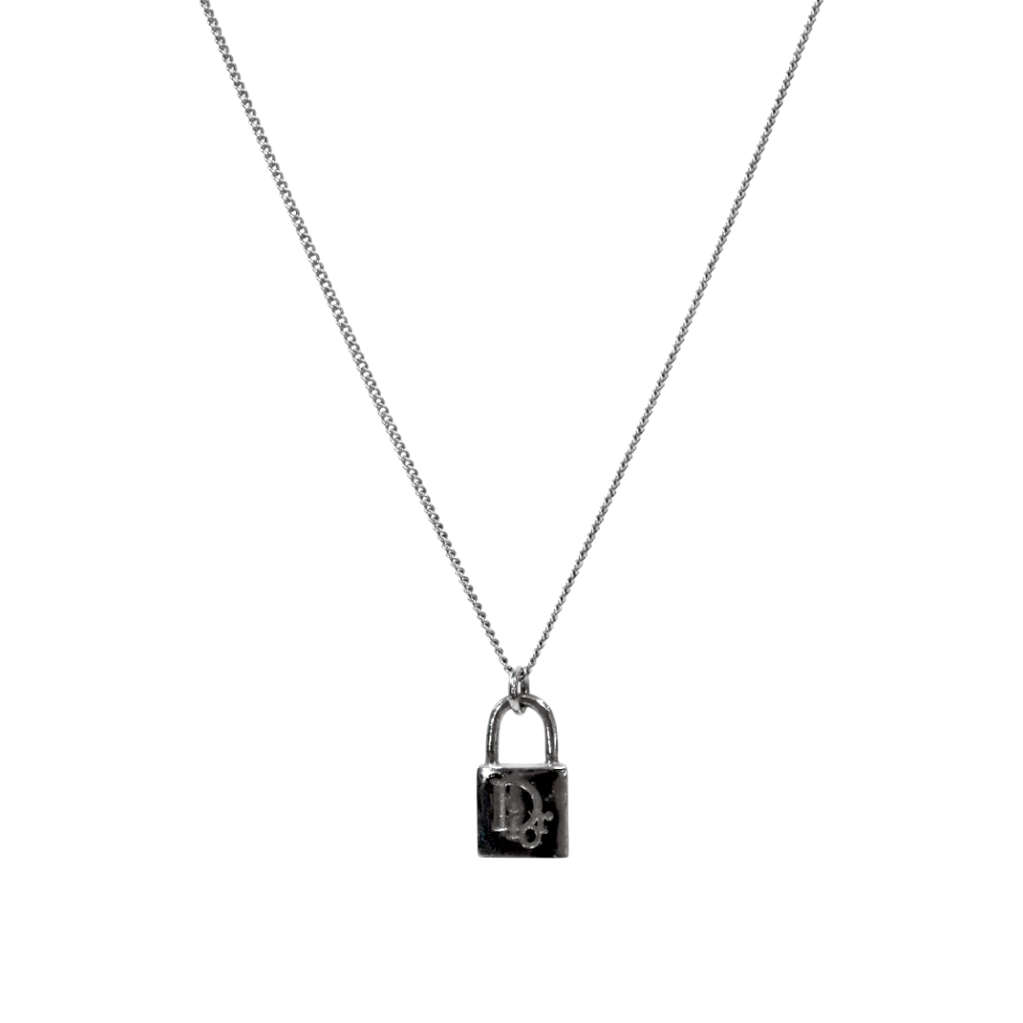 ITWLSEIHEOSR Dior Oblique Lock Silver Necklace A-B61463