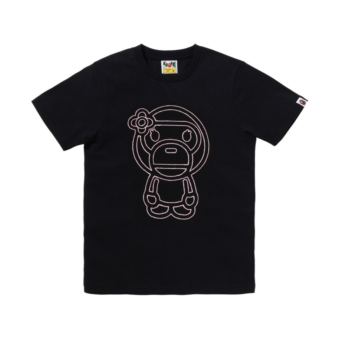 (W) 베이프 체인 스티치 베이비 리사 티셔츠 블랙((W) BAPE Chain Stitch Baby Lisa T-Shirt Black) - 1