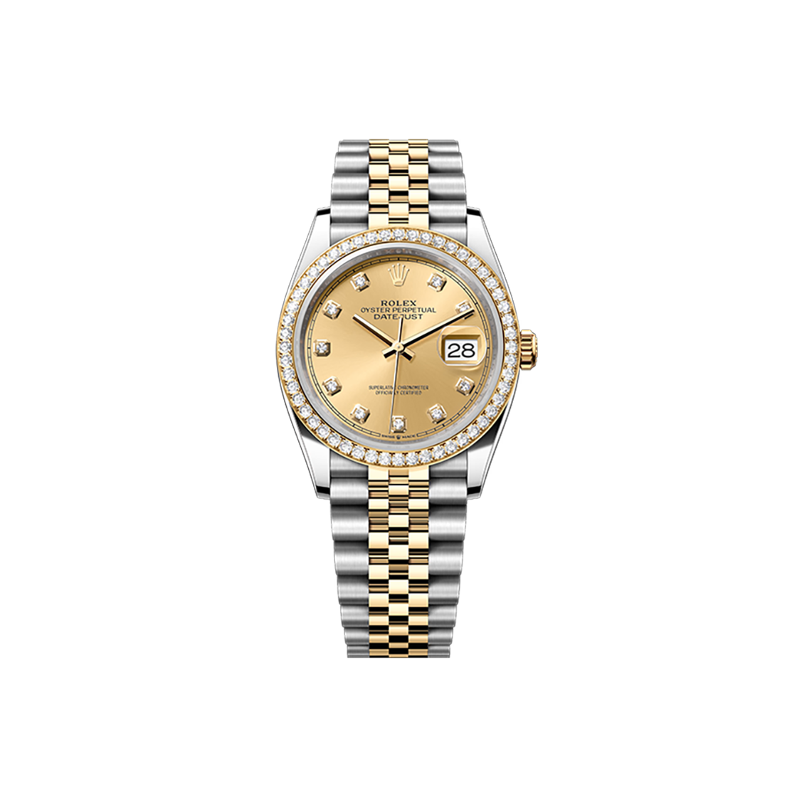 ITCGNWGBV8C9 Rolex Datejust 126283RBR Champagne Diamond Bezel 10P Jubilee
