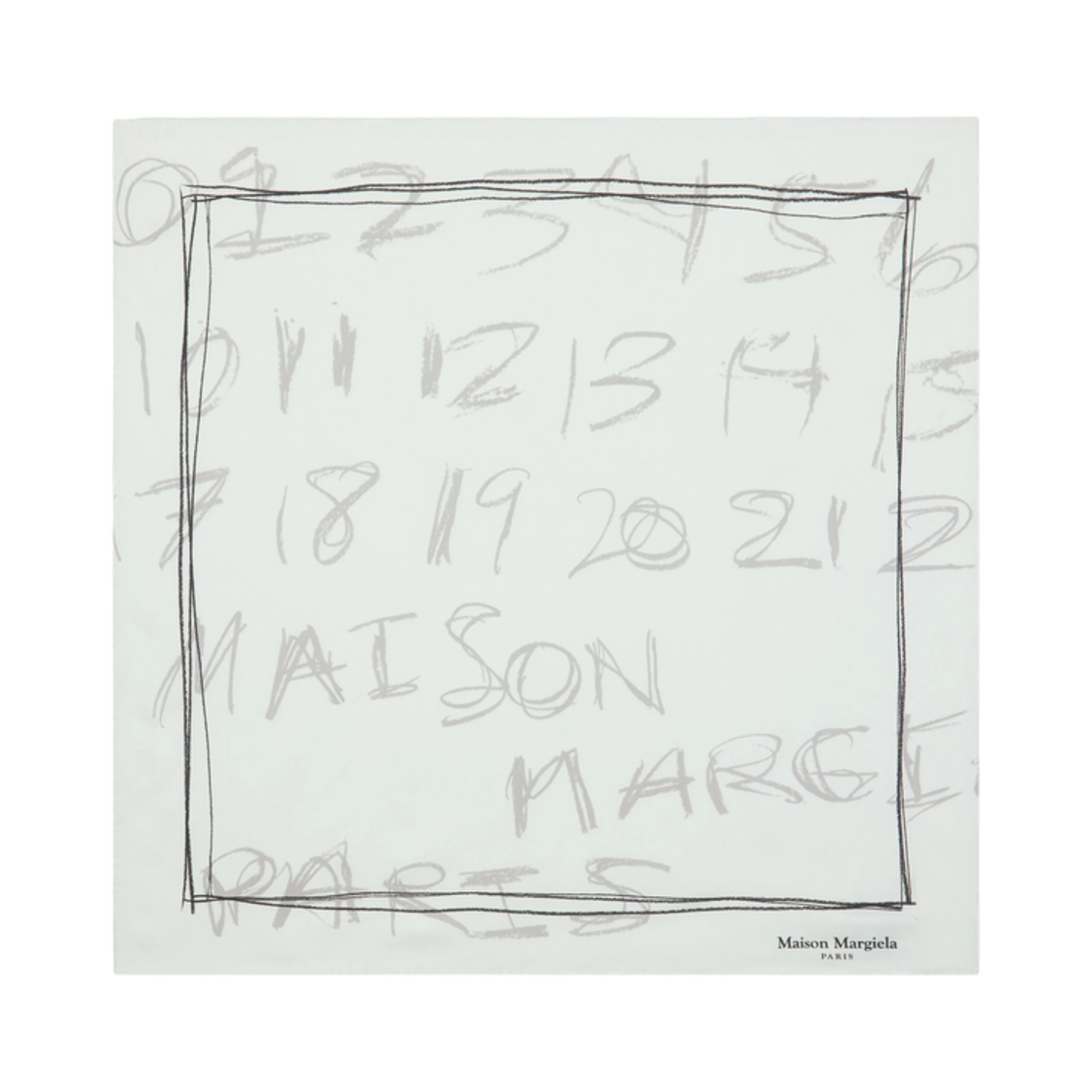 메종 마르지엘라 스크립블 뉴메리컬 실크 풀라드 라이트 블루(Maison Margiela Scribbled Numerical Silk Foulard Light Blue) - 1