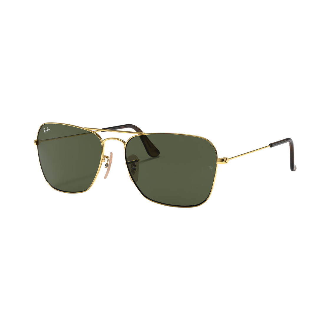 RB3136-181 Ray-Ban Caravan Polished Arista Gold Frame G-15 Green Lense Adjustable Nose Pads