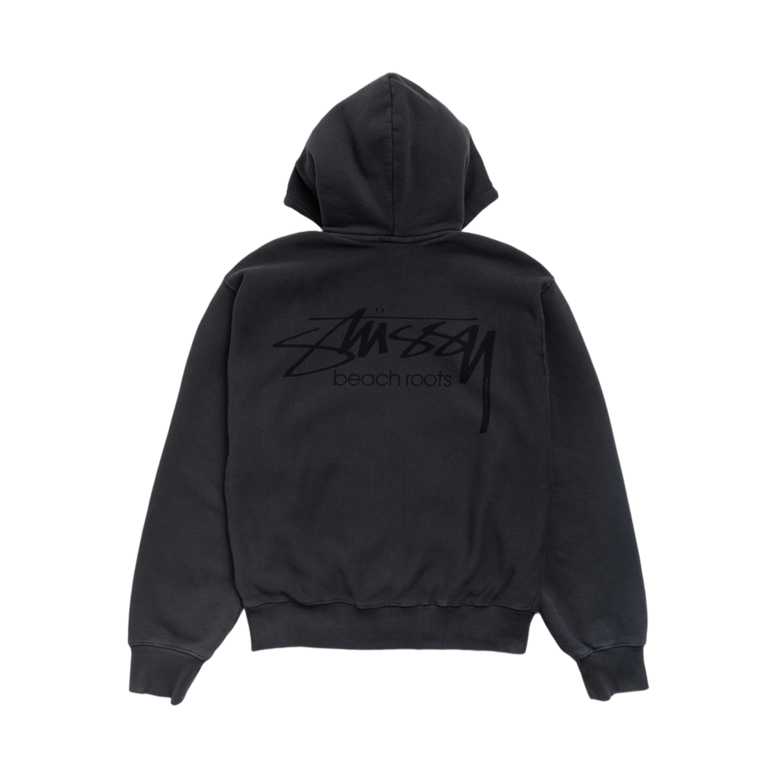 1975198 Stussy Beach Roots Zip Hoodie Garment Dyed Faded Black