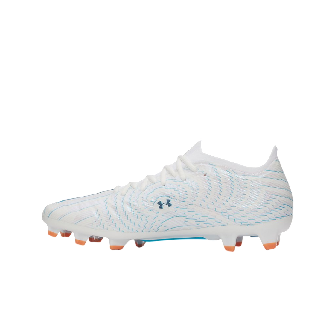 언더아머 UA 쉐도우 프로 4 FG 사커 클리츠 화이트 바운드리스 블루 오렌지 블록(Under Armour UA Shadow Pro 4 FG Soccer Cleats White Boundless Blue Orange Bloc) - 2