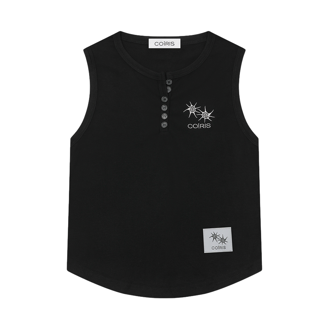 코이리스 아리나 버튼 크롭 굴림 슬리브리스 블랙(Coiris Arina Button Crop Sleeveless Black) - 1