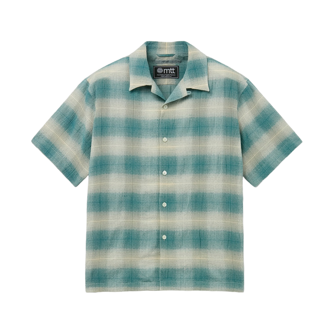 시리즈 오픈카라 체크 반팔 셔츠 그린(Series Open-Collar Check Short-Sleeve Shirt Green)